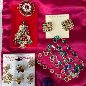 Multi brand holiday Christmas fashion jewelry bundle new & preowned